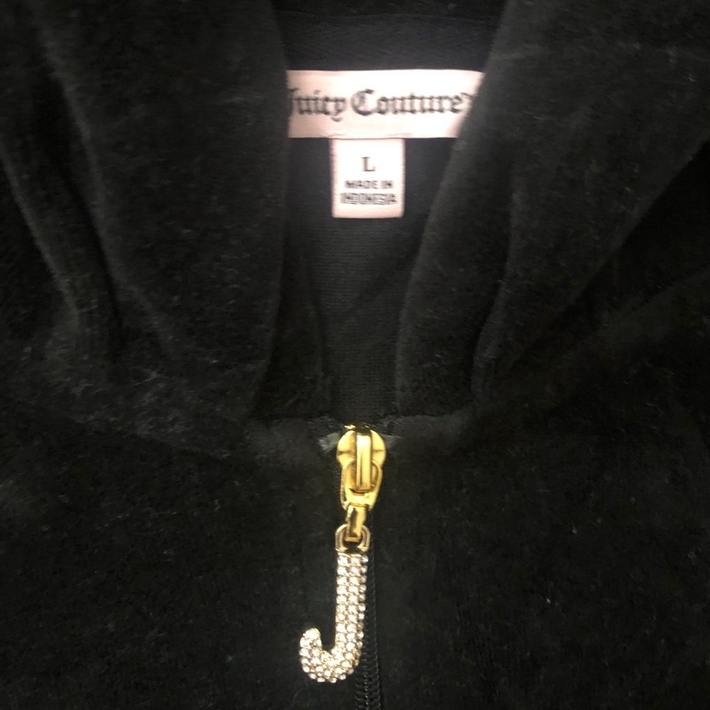 Juicy Couture Black Velour Zipper-Up